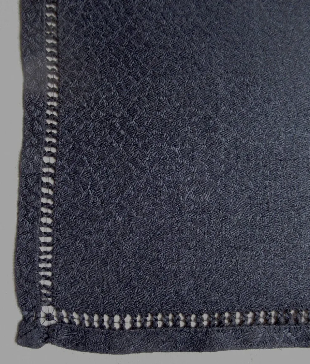 6 serviettes de table noires, en damassé de lin