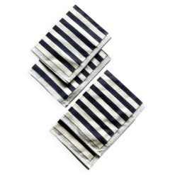 Serviettes de table rayées bleues