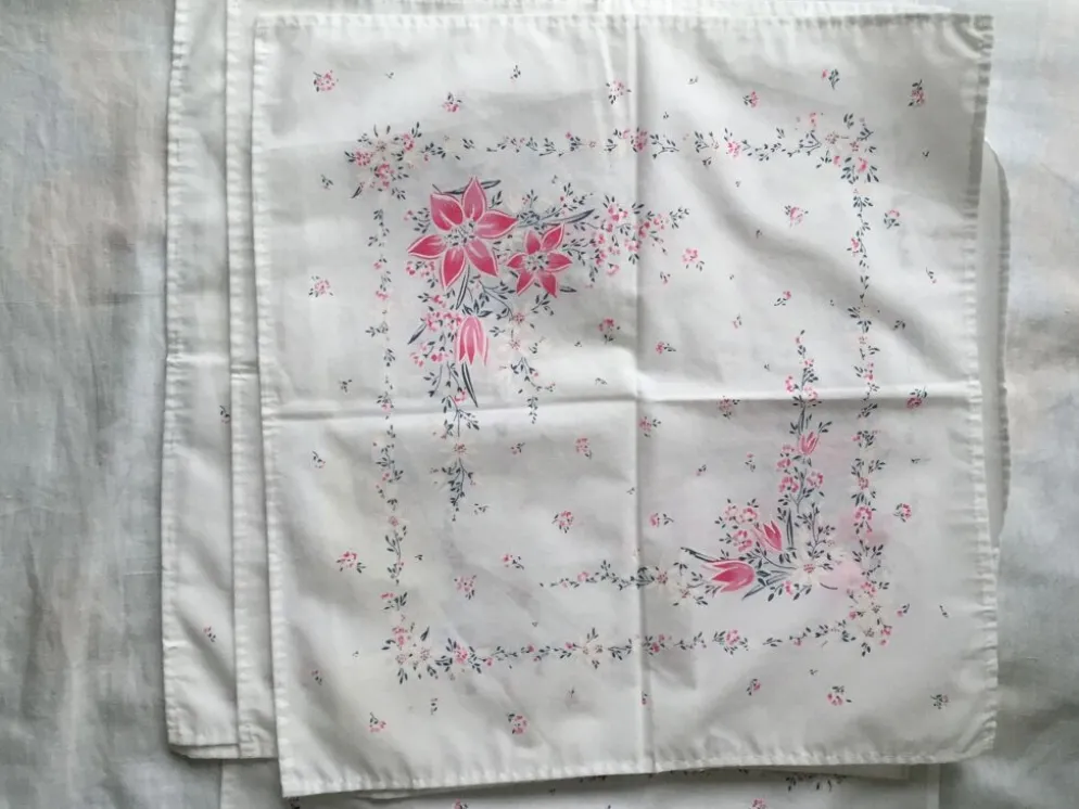 6 serviettes de table rétro motif fleuri vintage