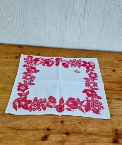 4 serviettes de table vintage blanches à fleurs roses