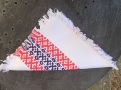 6 serviettes en coton basque motifs rose et bleu indigo vintage