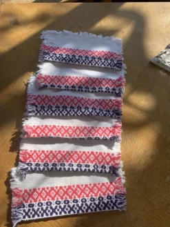 6 serviettes en coton basque motifs rose et bleu indigo vintage