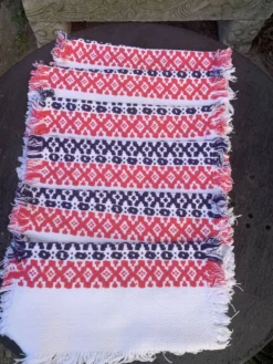6 serviettes en coton basque motifs rose et bleu indigo vintage