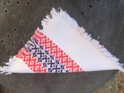 6 serviettes en coton basque motifs rose et bleu indigo vintage