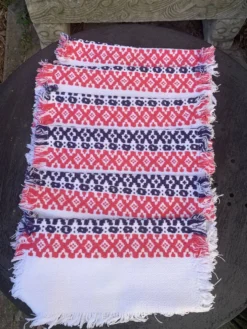 6 serviettes en coton basque motifs rose et bleu indigo vintage