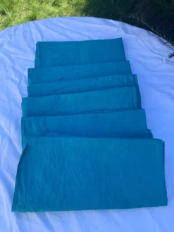 6 serviettes en coton damassées teintées bleues émeraude