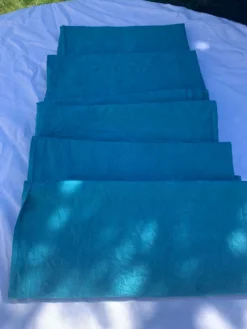 6 serviettes en coton damassées teintées bleues émeraude