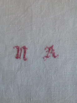 5 serviettes en coton dammasè monogrammees NA