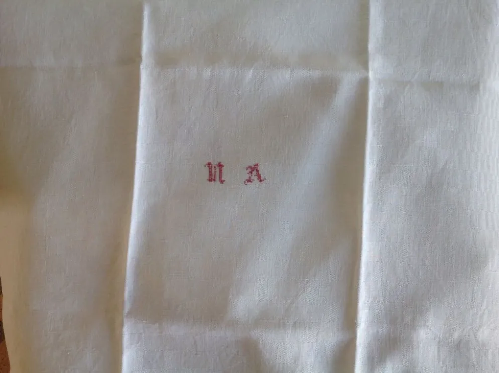 5 serviettes en coton dammasè monogrammees NA