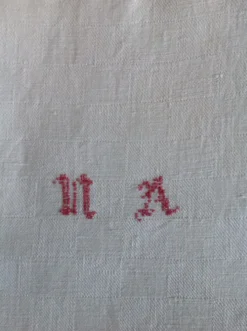 5 serviettes en coton dammasè monogrammees NA
