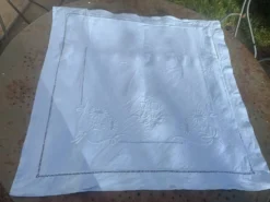 6 serviettes en coton et lin bleu pastel, monogrammées OG