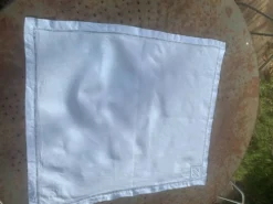 6 serviettes en coton et lin bleu pastel, monogrammées OG
