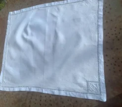 6 serviettes en coton et lin bleu pastel, monogrammées OG