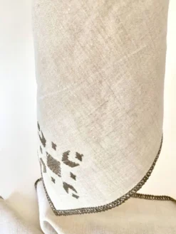6 serviettes lin coton, décor brodé
