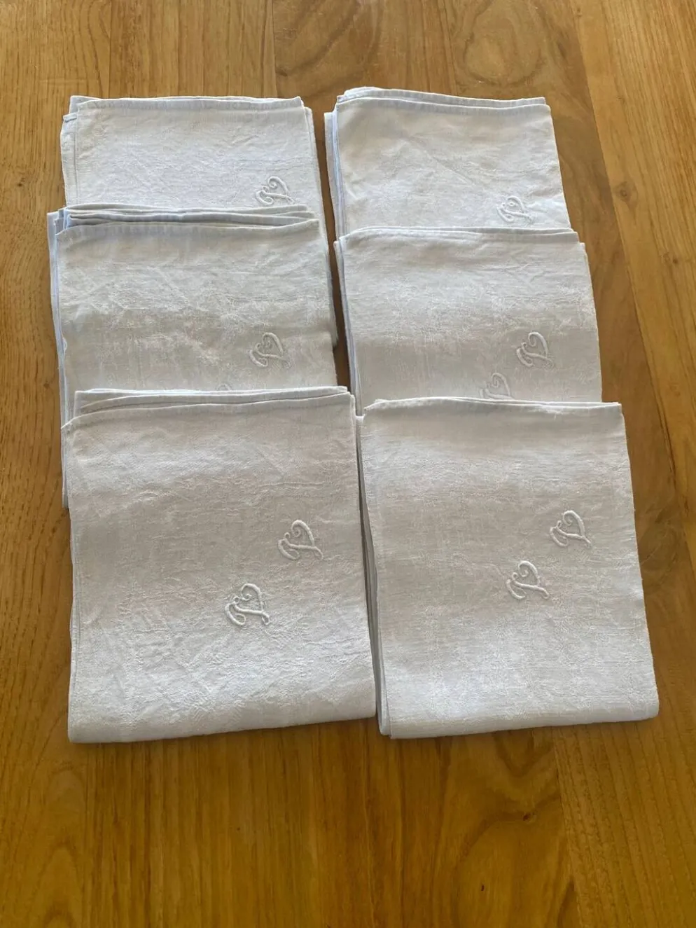 6 serviettes monogramme VV