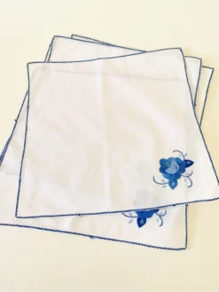 6 serviettes percal brodées, 28 cm