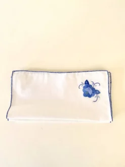 6 serviettes percal brodées, 28 cm