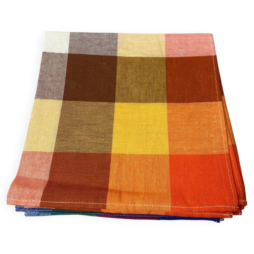 Serviettes pue coton modèle vintage à carreaux