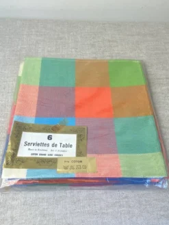Serviettes pue coton modèle vintage à carreaux