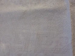 6 serviettes rectangulaires, en coton damassées, teinte Lilas et monogrammées OG, art deco