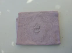 6 serviettes rectangulaires, en coton damassées, teinte Lilas et monogrammées OG, art deco