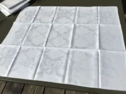 9 serviettes VP damassé 87x72cm motifs rubans