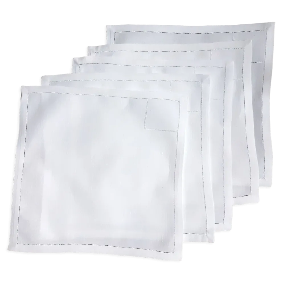 5 serviettes, 25,5x26 cm, en toile de fil