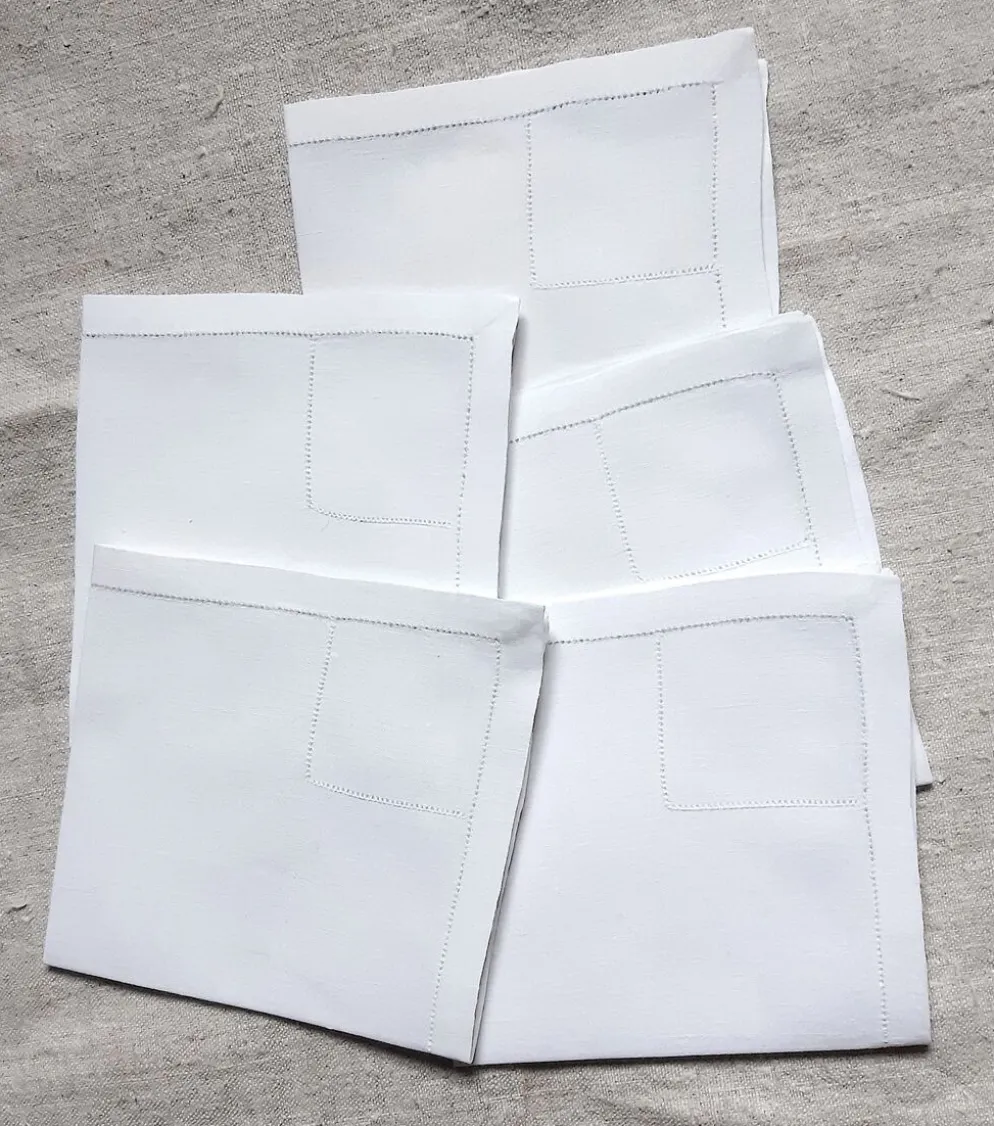 5 serviettes, 25,5x26 cm, en toile de fil