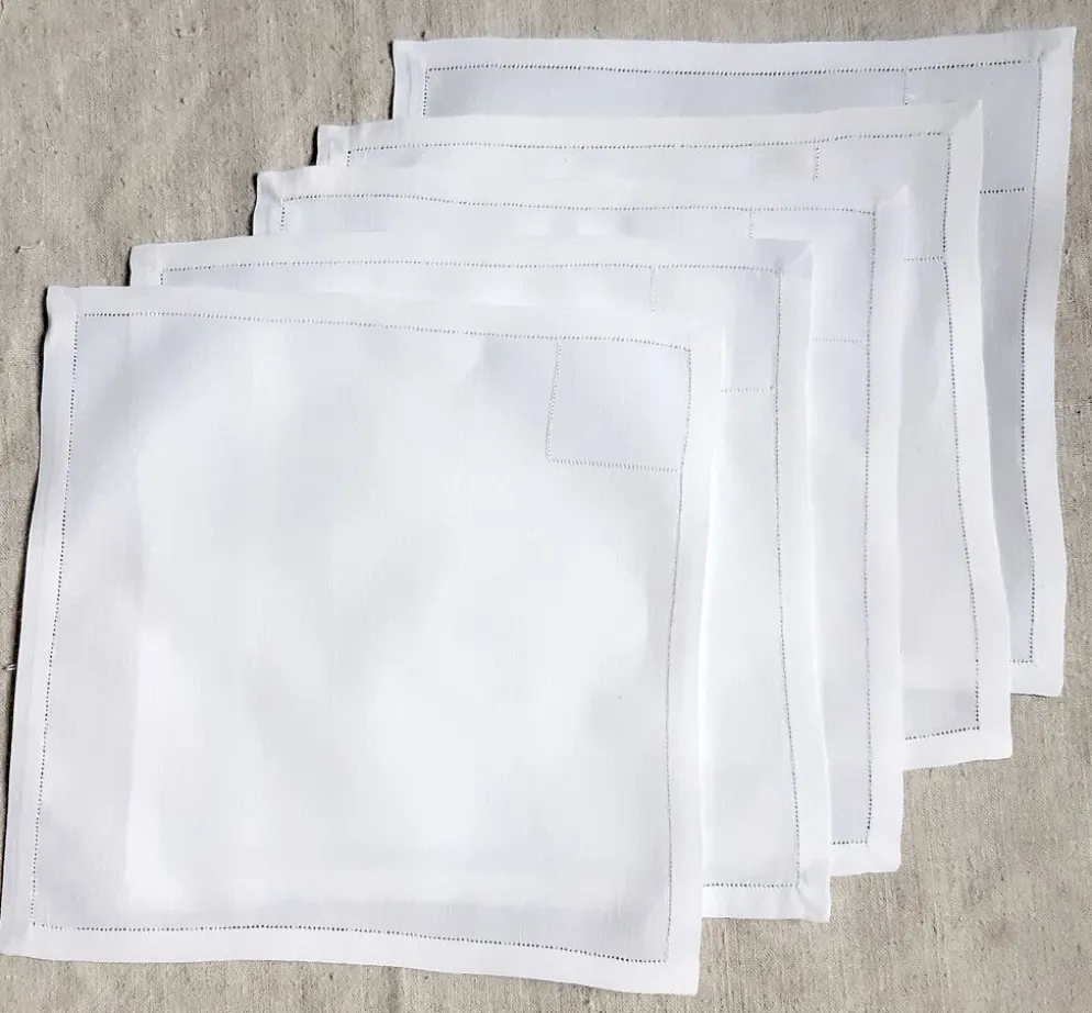 5 serviettes, 25,5x26 cm, en toile de fil