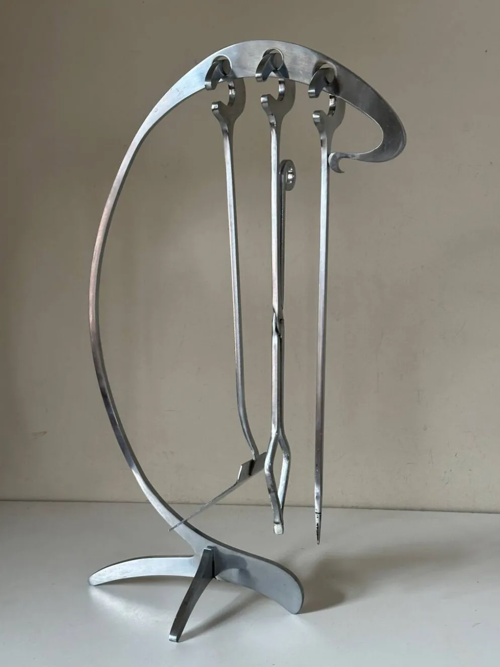 Serviteur cheminée Jean Paul creations design années 70