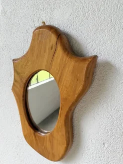 Set de 4 miroirs organiques brutalistes en bois années 50