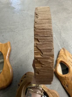 Set de 4 miroirs organiques brutalistes en bois années 50