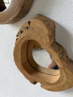 Set de 4 miroirs organiques brutalistes en bois années 50