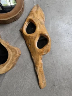 Set de 4 miroirs organiques brutalistes en bois années 50