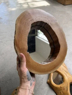 Set de 4 miroirs organiques brutalistes en bois années 50