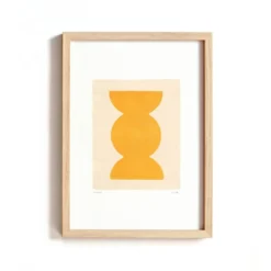 Set de 3 peintures abstraites jaune signée Eawy
