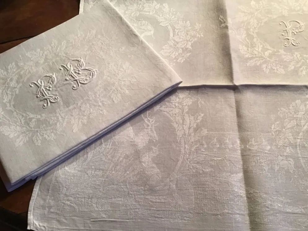 Set de 6 serviettes de chasse 19eme marquées « PB »