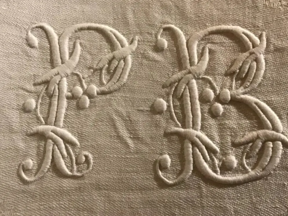 Set de 6 serviettes de chasse 19eme marquées « PB »