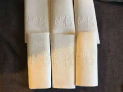 Set de 6 serviettes de chasse 19eme marquées « PB »