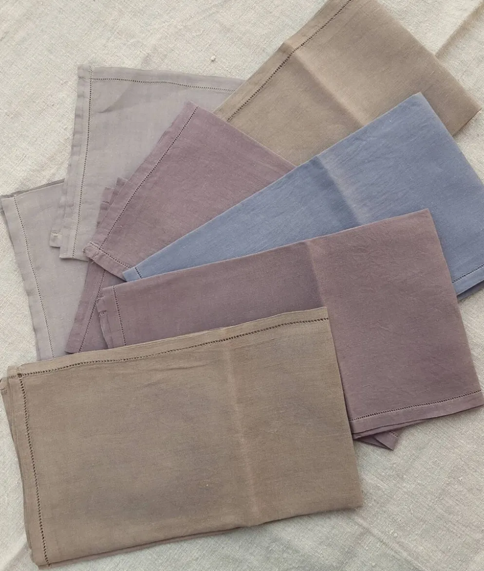 Set de 6 serviettes de table en lin multicolores