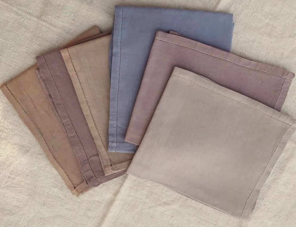 Set de 6 serviettes de table en lin multicolores
