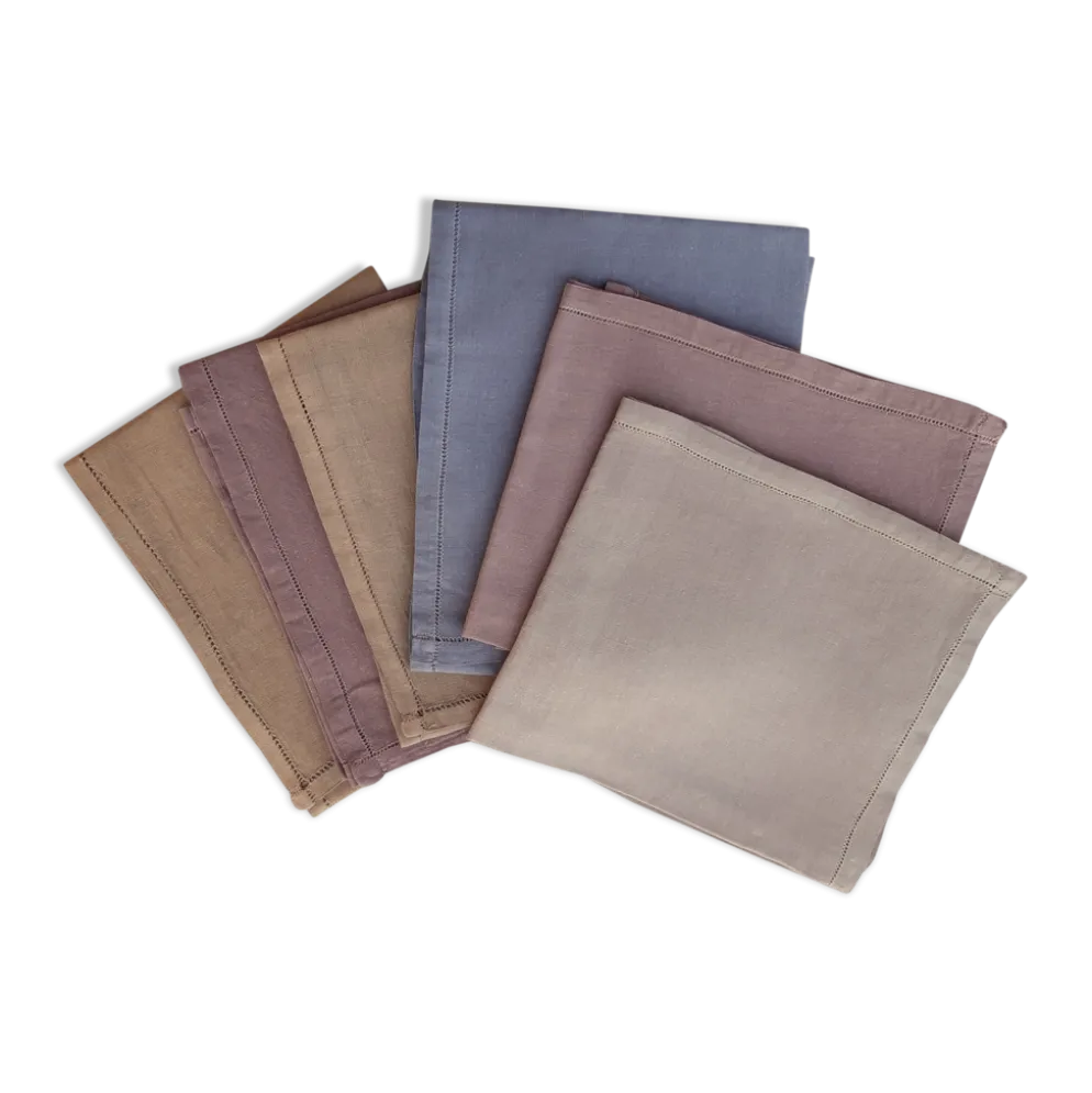 Set de 6 serviettes de table en lin multicolores