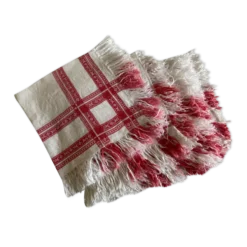 Set de 6 serviettes en damas de lin frangé 19e