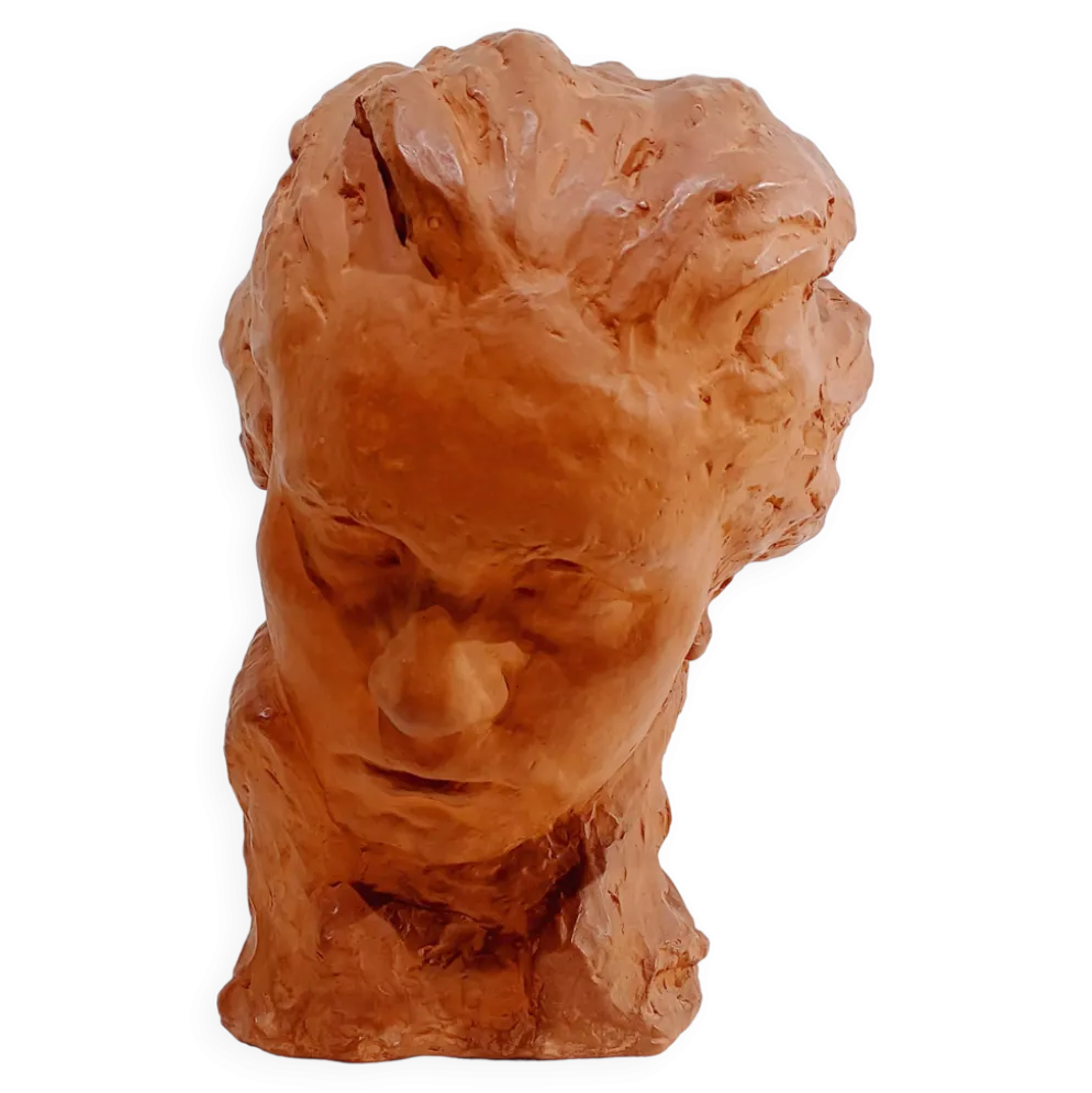 S. Foucault - Buste Beethoven en terre cuite
