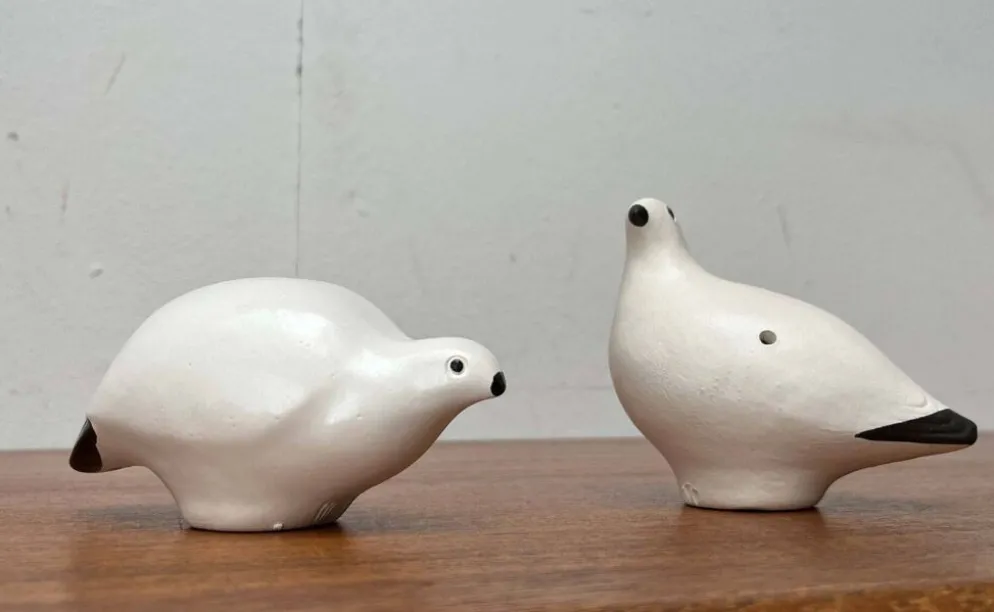 Sifflets d'oiseaux en céramique faits main vintage Riekko de Punainen Paja et Lintupaja, Finlande, années 1970, lot de 2