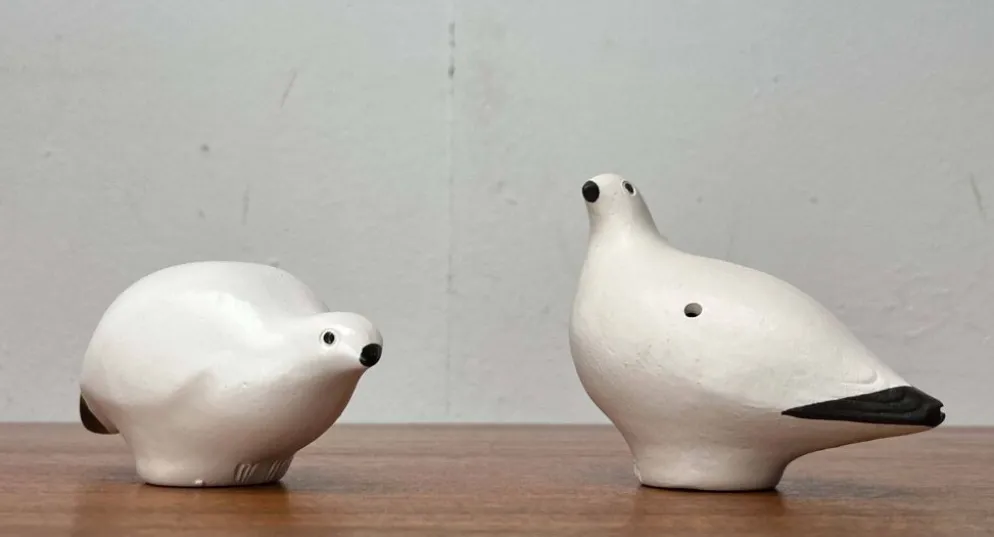 Sifflets d'oiseaux en céramique faits main vintage Riekko de Punainen Paja et Lintupaja, Finlande, années 1970, lot de 2
