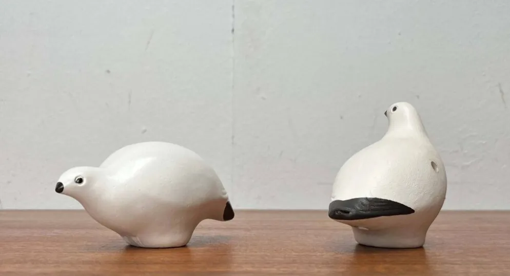 Sifflets d'oiseaux en céramique faits main vintage Riekko de Punainen Paja et Lintupaja, Finlande, années 1970, lot de 2