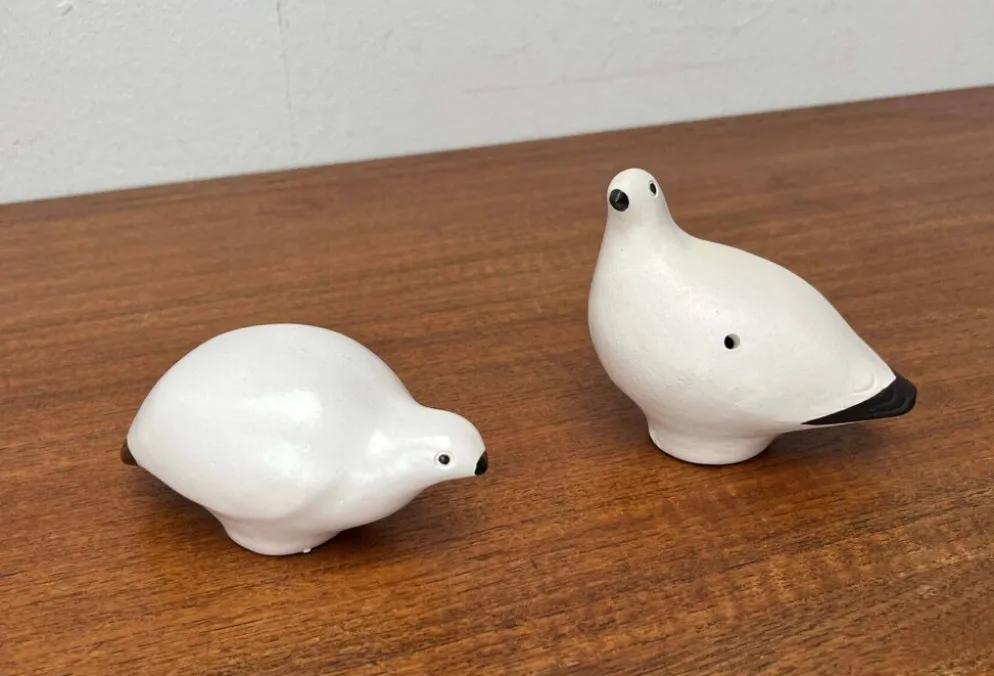 Sifflets d'oiseaux en céramique faits main vintage Riekko de Punainen Paja et Lintupaja, Finlande, années 1970, lot de 2