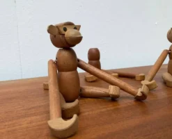 Singes en bois danois du milieu du siècle, lot de 3