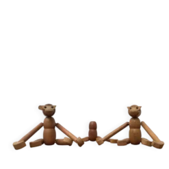 Singes en bois danois du milieu du siècle, lot de 3